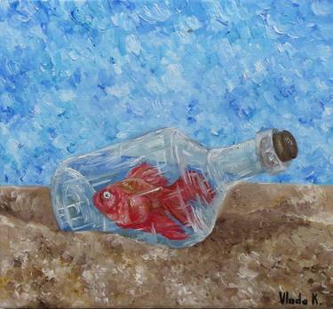 Oil painting Small Fish in a Bottle thumb