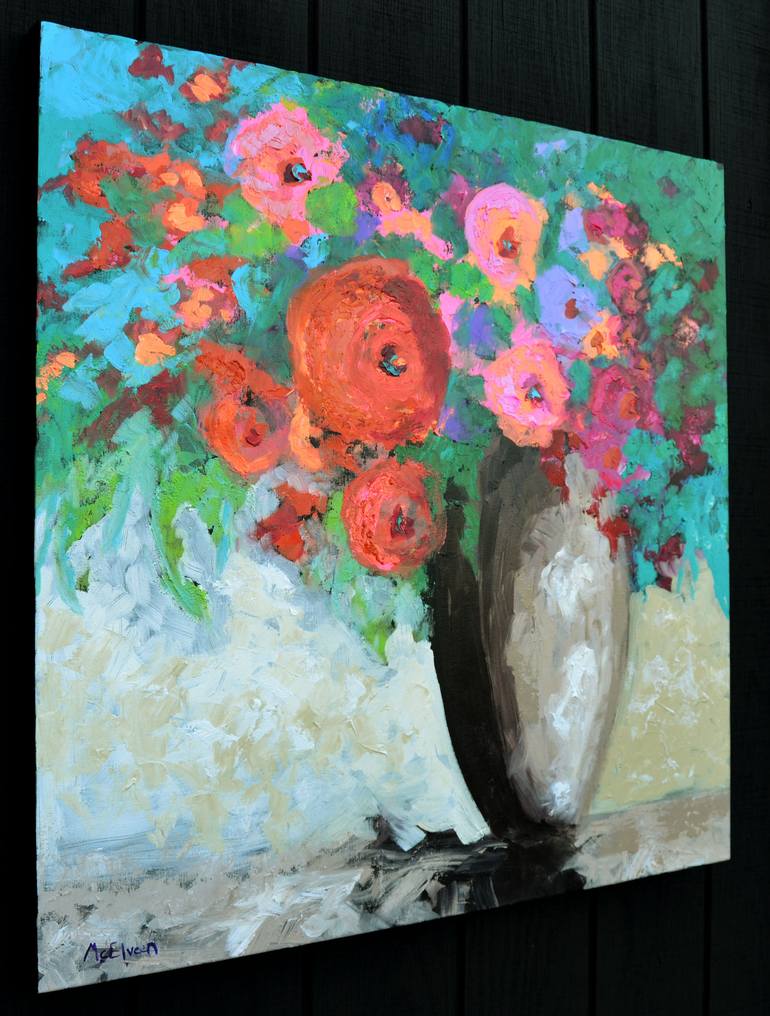 Original Abstract Floral Painting by Claire McElveen