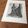 This is my original artwork of Indian women carrying clay pots in charcoal & ink on a 8.5in by 11in cardstock paper in a 11in by 14in white mat. The art is packaged in a protective plastic sleeve. All materials used are acid free. This is a signed original artwork and not a print. 

When you visit rural India, it is a common sight to see women carrying clay pots on their head. The pots are usually used to carry water.