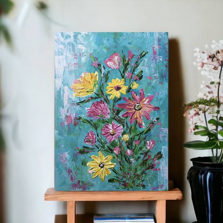 Original Modern Floral Painting by Amelle E