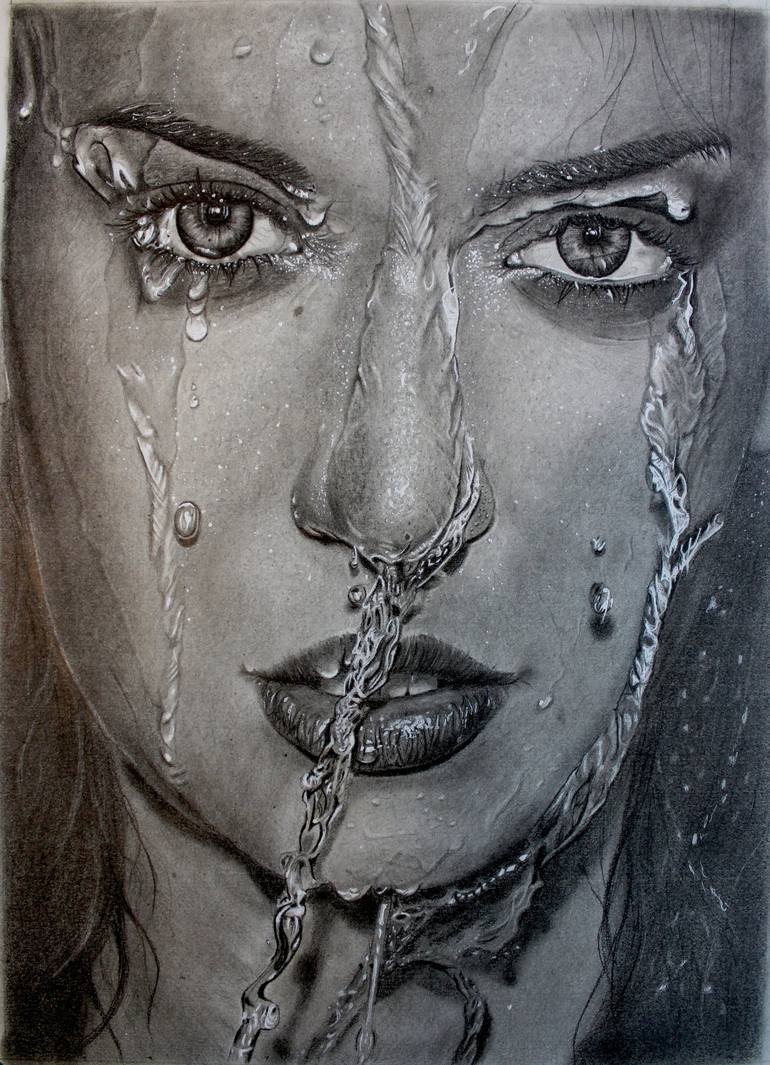 Wet Face Drawing by Elizabeth Seta Saatchi Art