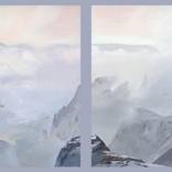 Pine trees in the rocks. Screen in 4 parts. by Valeriy Grachov