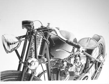 Original Photorealism Motorcycle Drawing by Dylan Griffiths