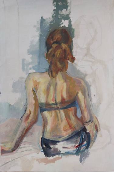 Woman back oil painting on canvas thumb