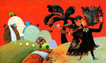 Original Expressionism Love Painting by Sadananda Bhuti