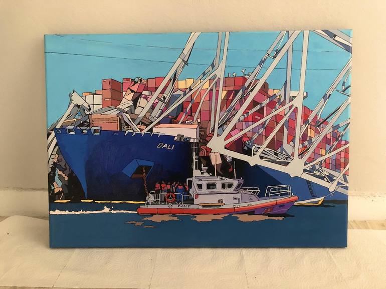 Original Pop Art Boat Painting by Aleksandra Osa