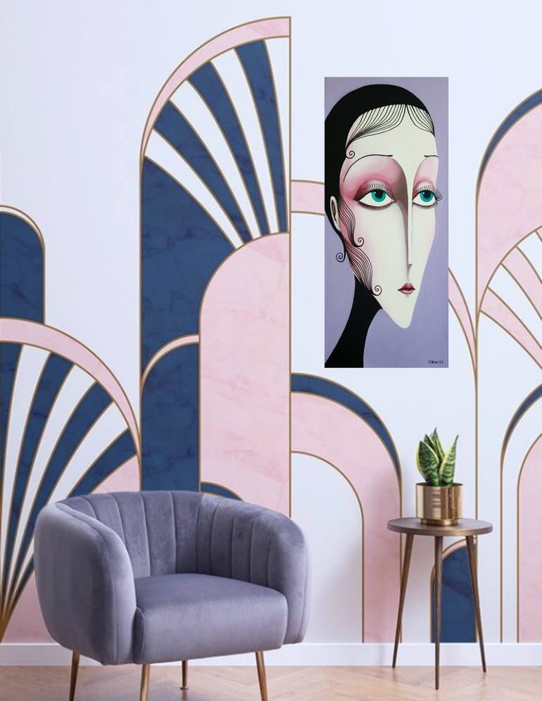 Original Art Deco Women Painting by Elifcan Art