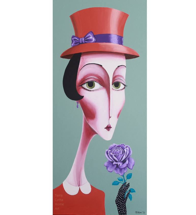 Original Art Deco Women Painting by Elifcan Art
