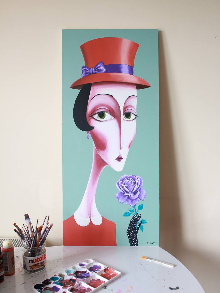Original Art Deco Women Painting by Elifcan Art