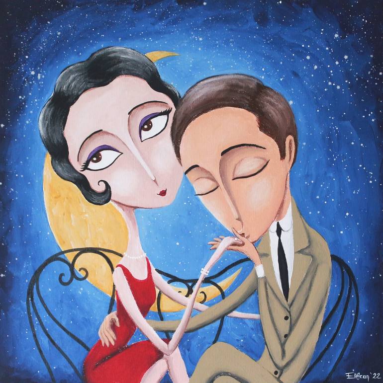 cartoon couple painting