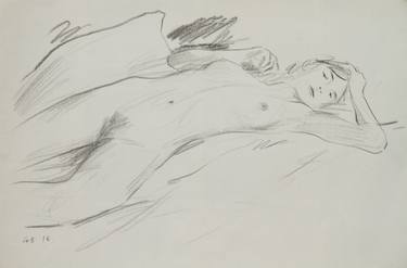 Reclining Nude on vintage paper thumb