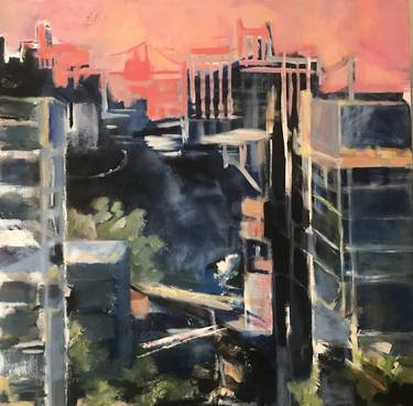 Original Abstract Expressionism Cities Paintings by Suzanne DeCuir