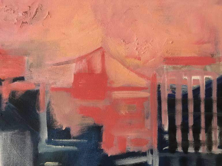 Original Abstract Expressionism Cities Painting by Suzanne DeCuir