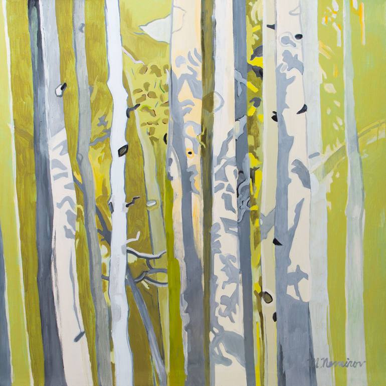 Among The Spring Aspens Painting by Meredith Nemirov | Saatchi Art