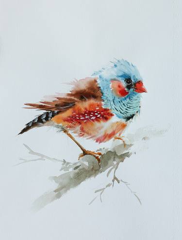 Beautiful bird art in watercolor for great decor arts thumb
