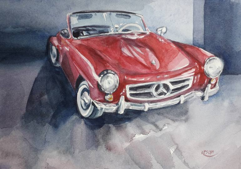 Original Illustration Transportation Painting by Kesan Oksana Khyzhniak