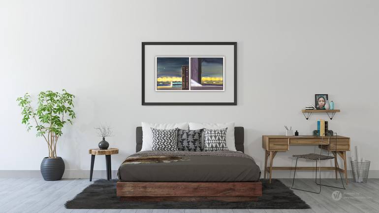Original Minimalism Cities Painting by Kesan Oksana Khyzhniak