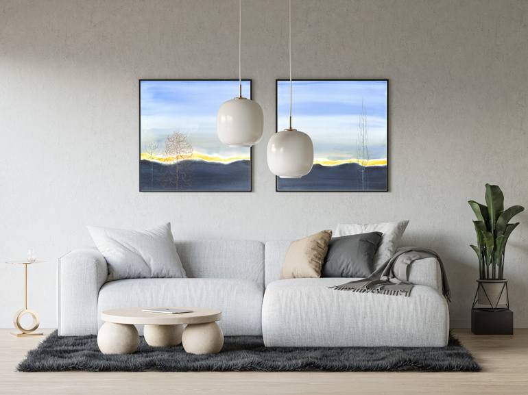Original Abstract Landscape Painting by Kesan Oksana Khyzhniak