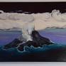 Volcanic island with a frame and hanging on a wall