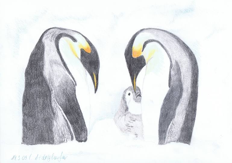 penguin family drawing