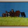 Herd of horses relaxing with a frame and hanging on a wall