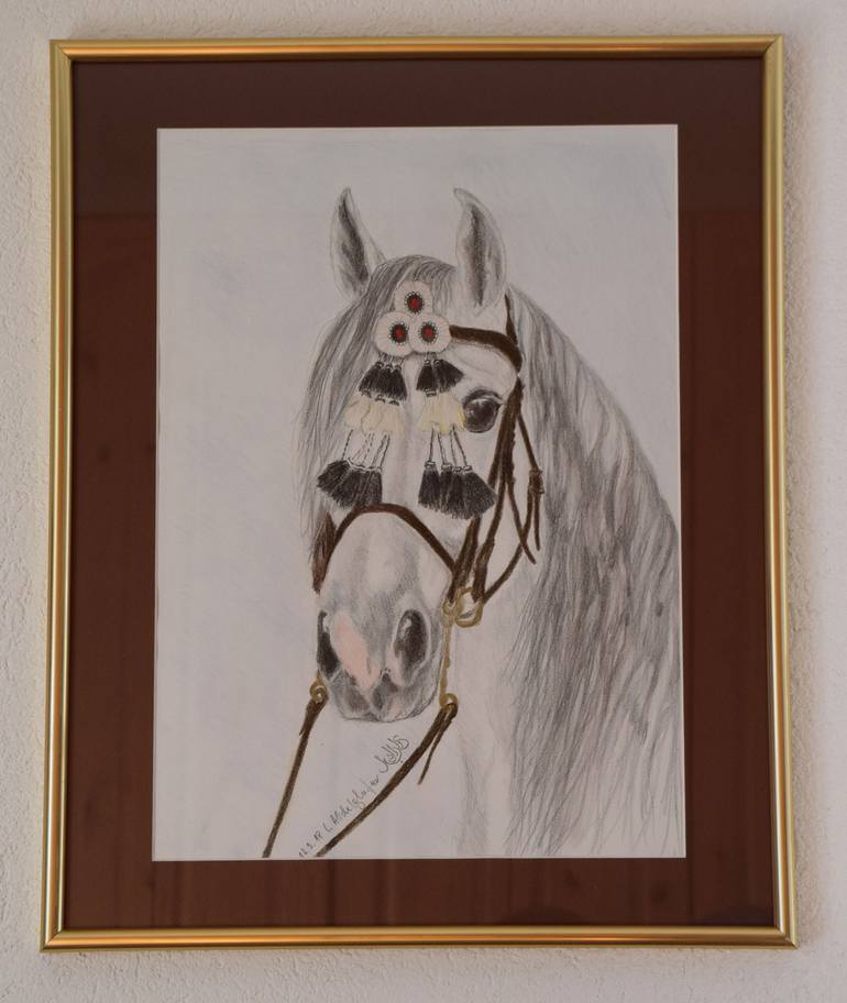 Original Realism Horse Drawing by Claudia Luethi alias Abdelghafar