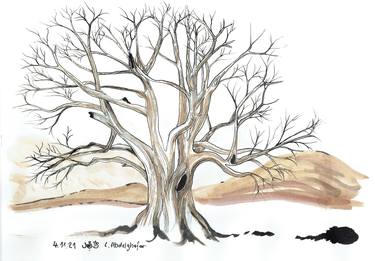 Print of Expressionism Tree Drawings by Claudia Luethi alias Abdelghafar