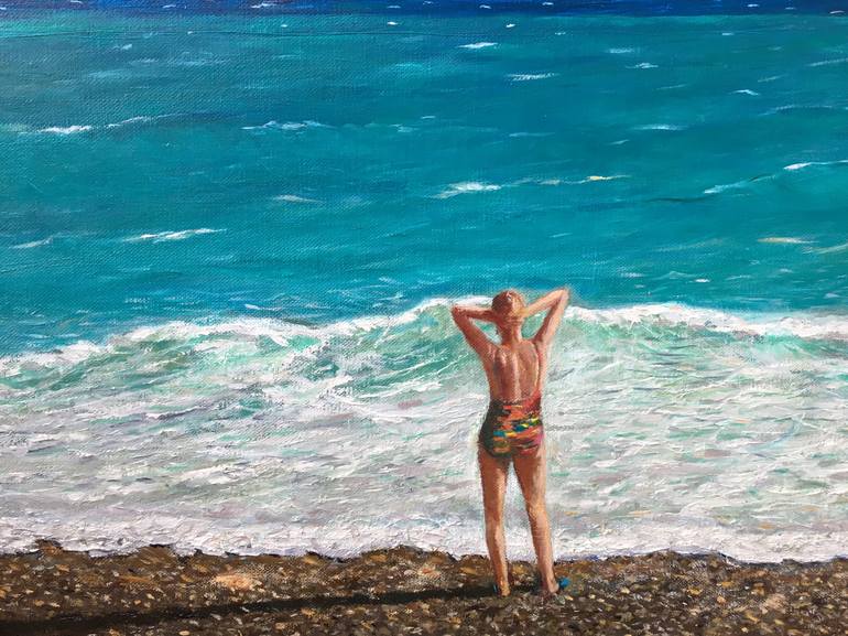 Original Impressionism Beach Painting by Albert Safiullin