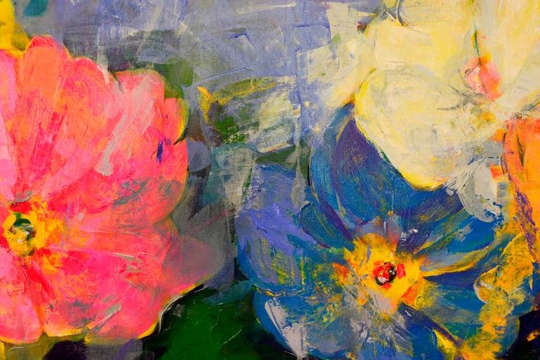 Original Art Deco Floral Painting by Kemal Topcu