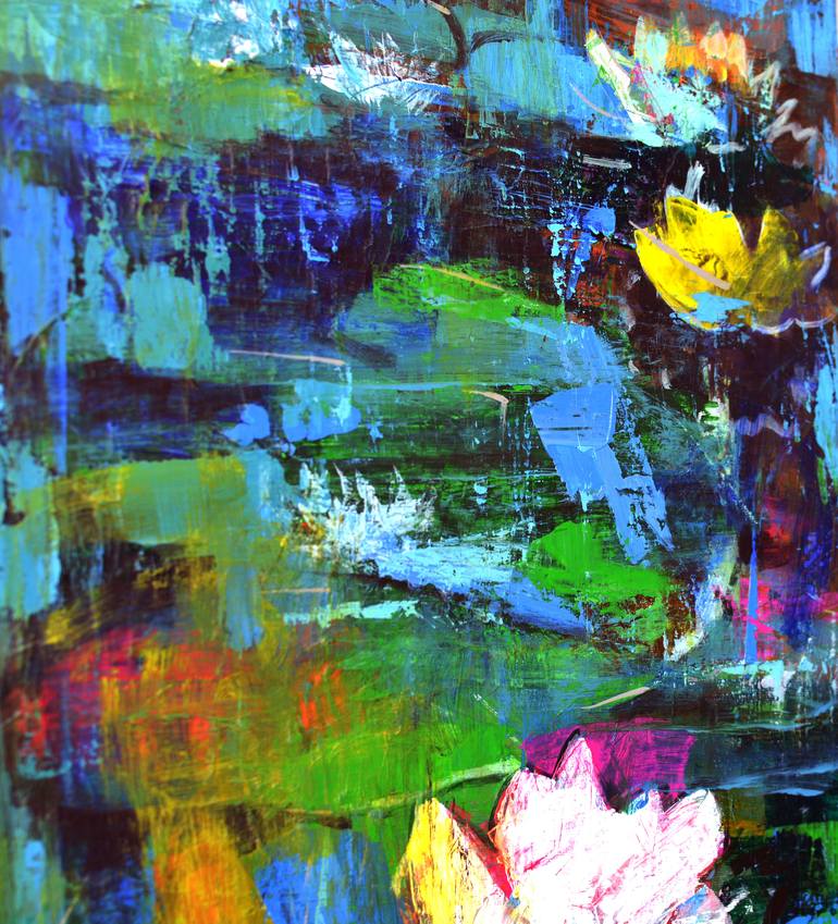 Original Abstract Expressionism Floral Painting by Kemal Topcu