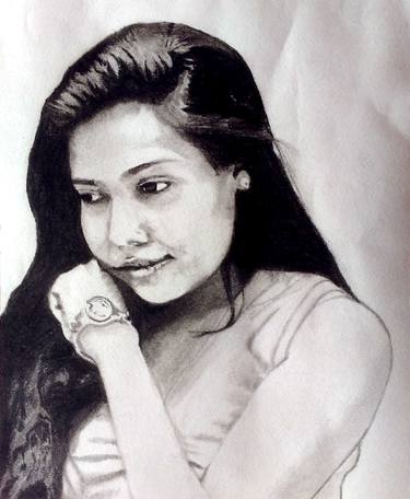 Print of Women Drawings by Nanda Babu