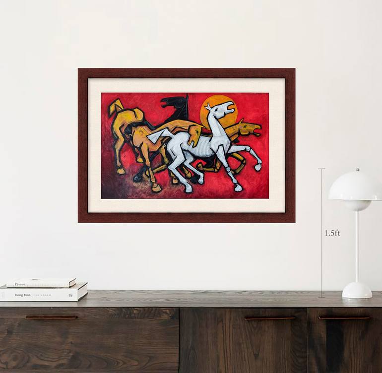 Original Abstract Expressionism Horse Painting by Constantino Stamatiades