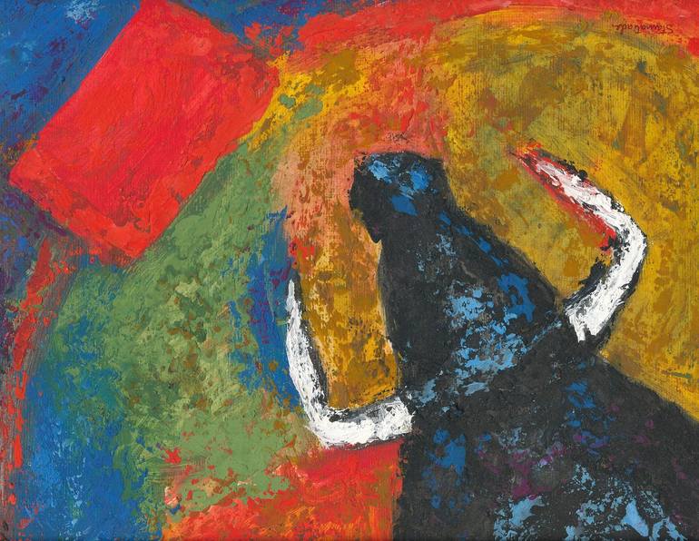 Original Abstract Expressionism Animal Painting by Constantino Stamatiades