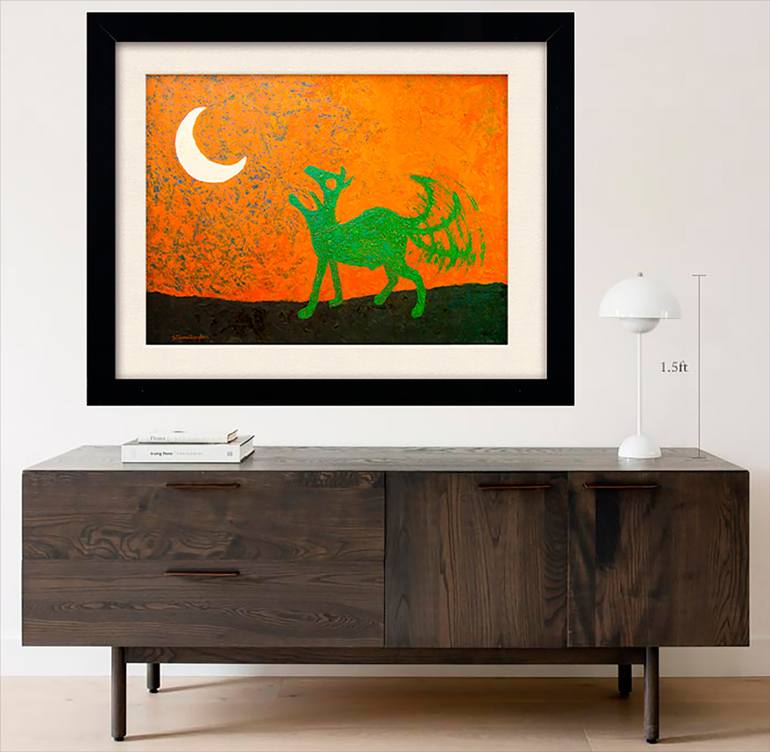 Original Abstract Expressionism Dogs Painting by Constantino Stamatiades