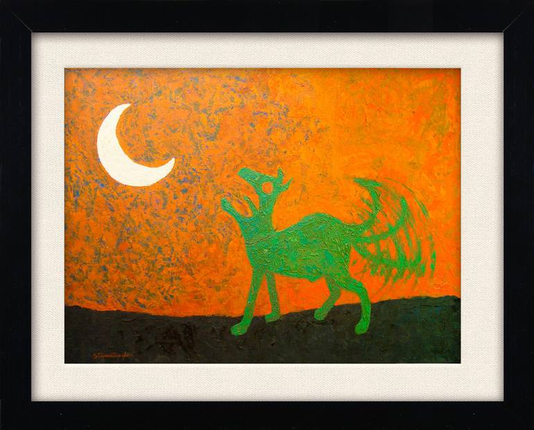 Original Abstract Expressionism Dogs Painting by Constantino Stamatiades