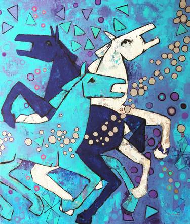 Original Modern Horse Paintings by Constantino Stamatiades