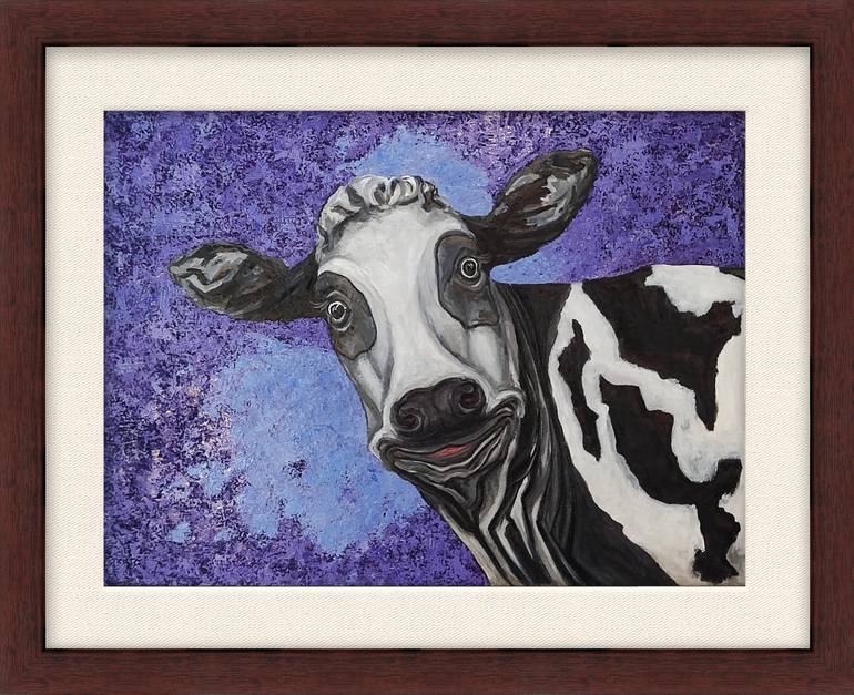 Original Abstract Expressionism Cows Painting by Constantino Stamatiades