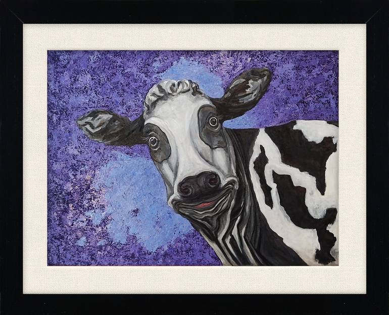 Original Abstract Expressionism Cows Painting by Constantino Stamatiades