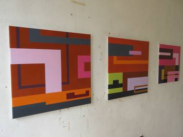 Original Abstract Geometric Paintings by Moniek Voulon