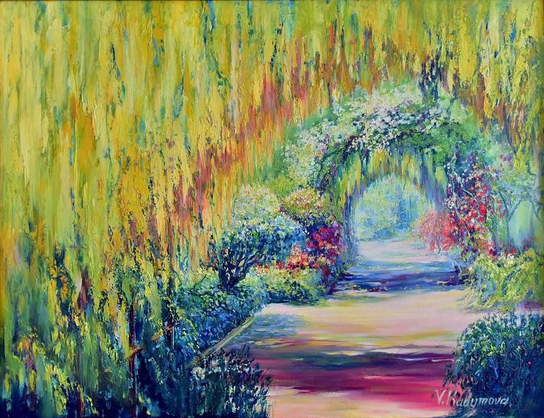 The Path Under The Flowered Laburnum Painting By Vlada Kadymova 