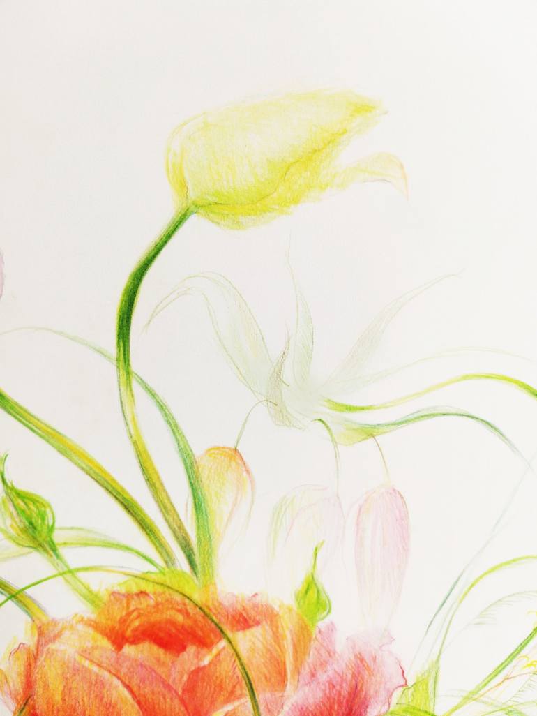 Original Impressionism Botanic Drawing by Vlada Kadymova