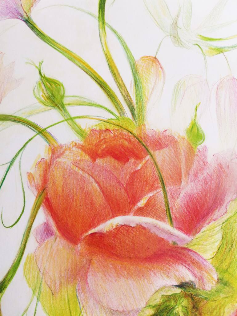 Original Impressionism Botanic Drawing by Vlada Kadymova