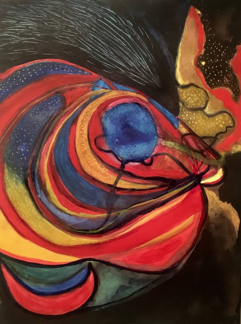 Original Abstract Painting by Caridad Kennedy | Abstract Art on Paper | To Rope The Moon Wings Required