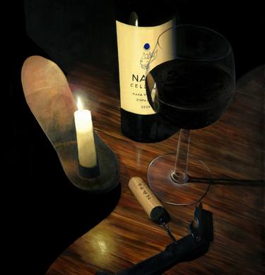 Wine Bottle and Candles thumb