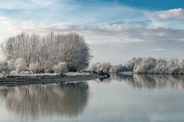 Morning frost on the river Kuban thumb