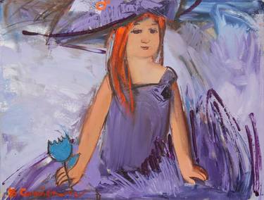Girl with a blue tulip thumb