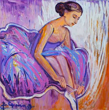 Seated ballerina. Series of ballet paintings thumb