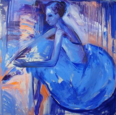 Ballerina in blue color. A series of ballet paintings. thumb