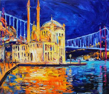 Evening lights of night Istanbul, Ortakoy thumb