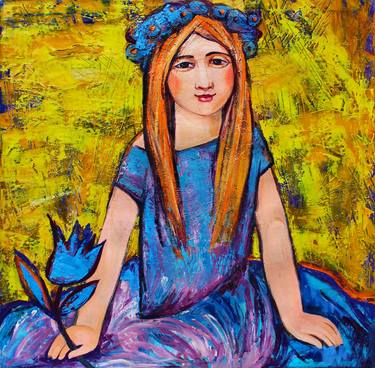 girl with blue tulip. thumb